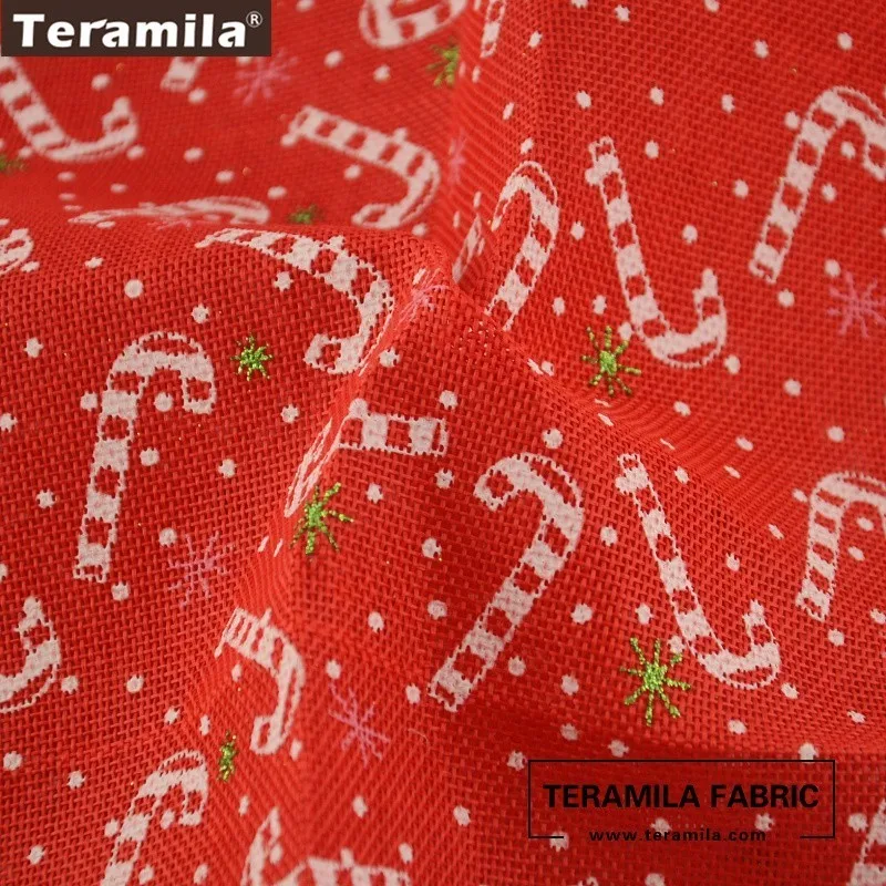 Teramila Linen Fabric 50cmx150cm/piece Red Christmasman's Crutch Design Applique Bags Carfts Gifts Decroations Home Textile|design textil|textiles