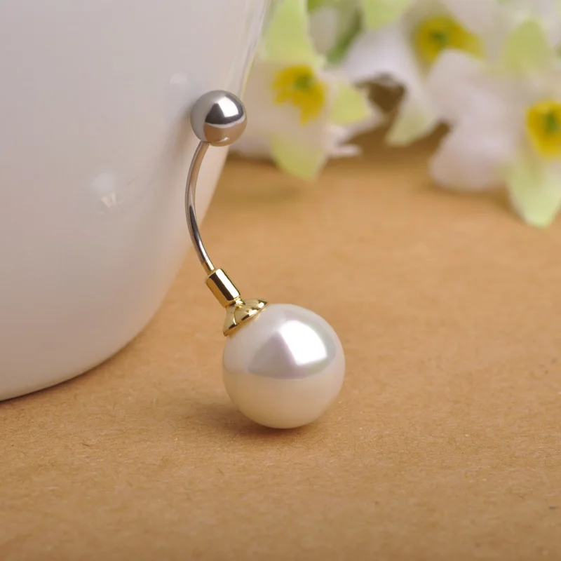Кольцо для пирсинга пупка с пресноводным жемчугом|sexy body jewelry|body jewelrybelly button rings sexy |