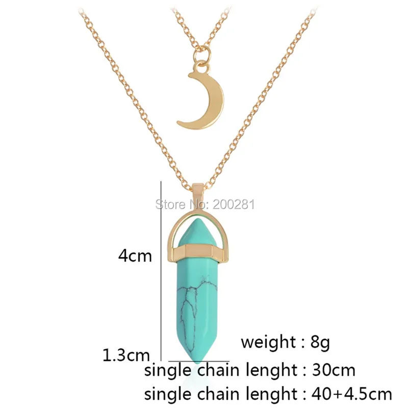 Женские двойной Слои колье-чокер летний богемный стиль натуральный камень кулон