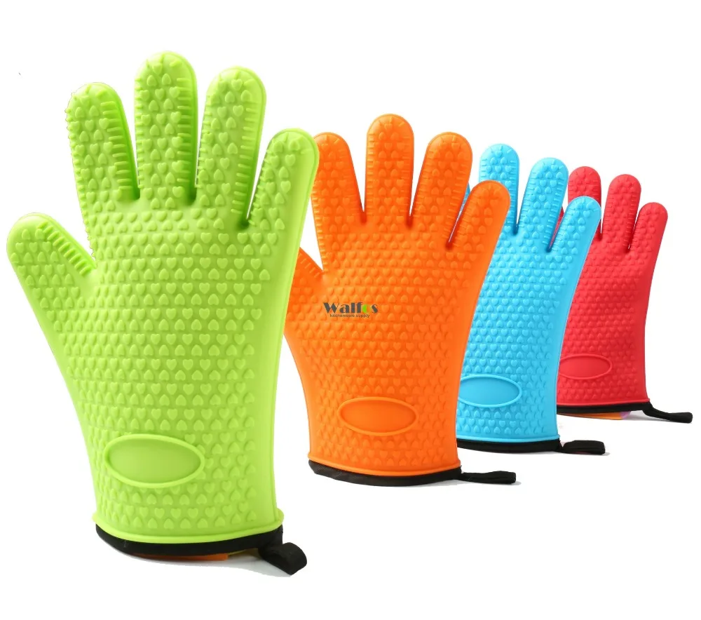 WALFOS супер толстые термостойкие силиконовые перчатки из двух частей с хлопком для