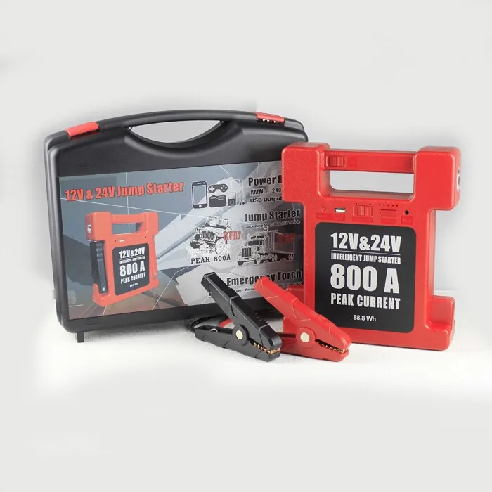 12V 24V 24000 мА/ч, автомобильный усилитель Мощность банк Батарея Зарядное устройство с 800A пиковое значение тока пусковое устройство для тяжелых условий эксплуатации