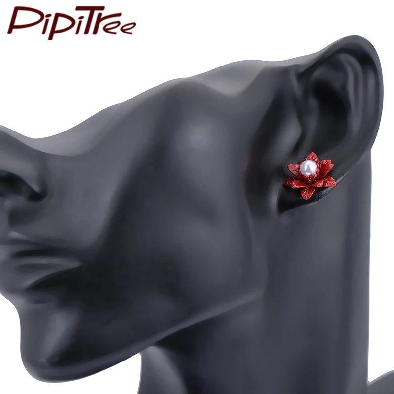 Женские серьги гвоздики с искусственным жемчугом золотистого цвета|pearl earring