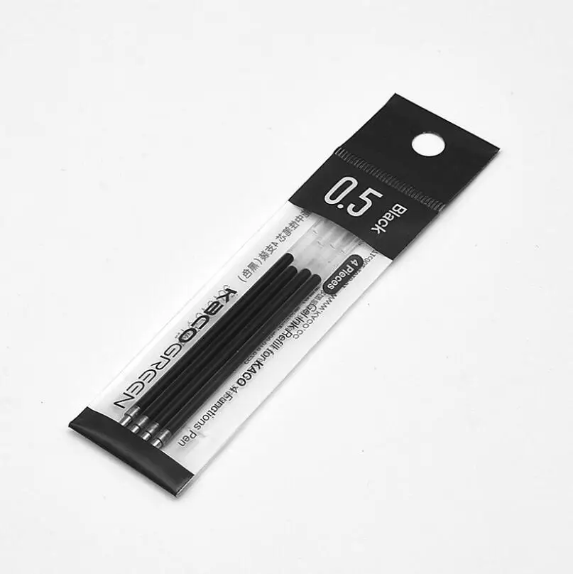 Black Ink 4pcs Xiaomi экологическая ручка-цепочка KACO 4 в 1 ручки многофункциональные ручки 0,5 мм черный синий красный зеленый стержень сменный гелевый ручка для офиса студента - Цвет: Black Ink 4pcs