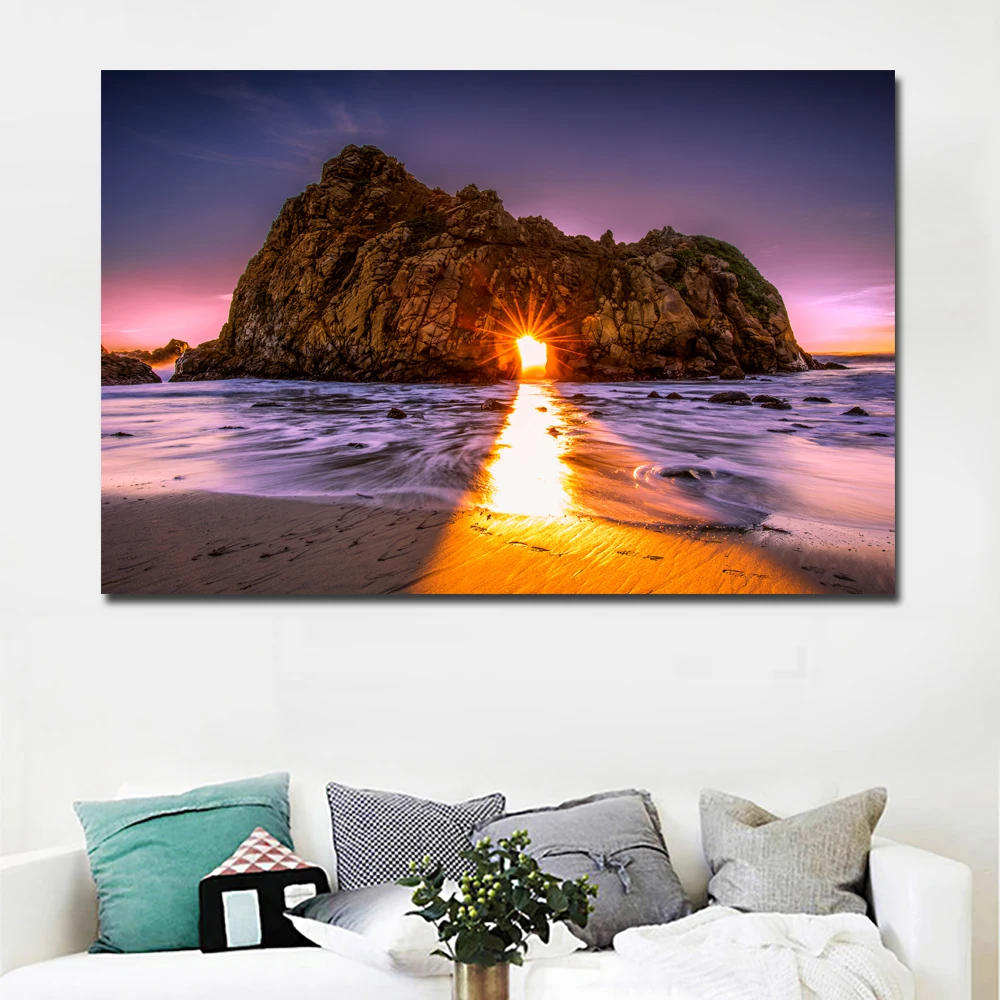 Берег пляжа подсолнухи И Подсолнухи пейзаж печатный фон украшение для дома