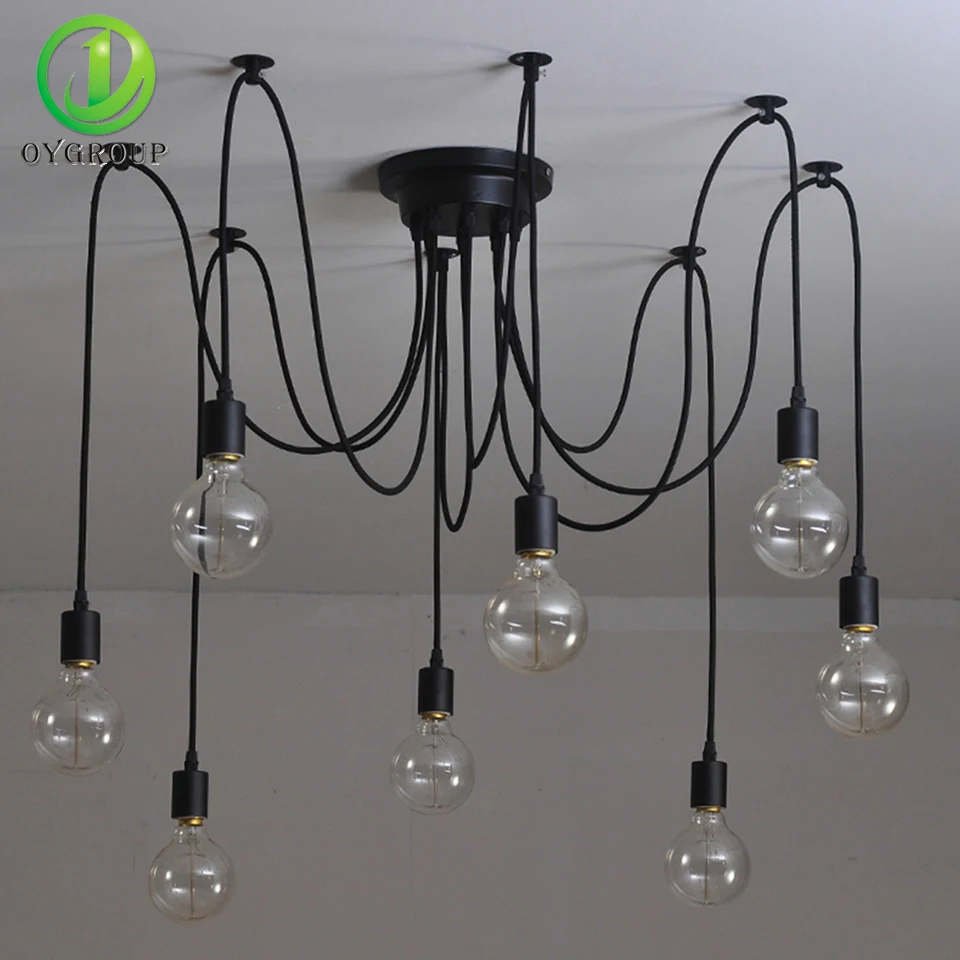 OYGROUP Vintage Loft Spider Chandeliers Nordic Ceiling Lamps 6/8/10/12/14 Heads DIY Home Decoration Lighting Adjustable Lights | Лампы и