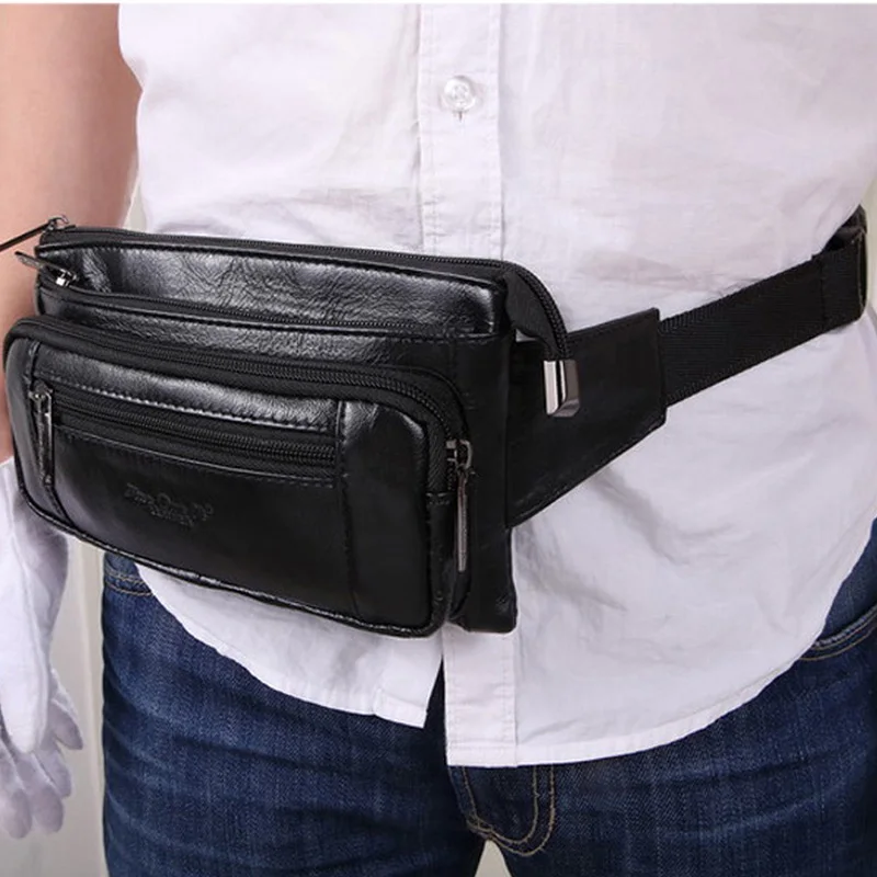 Поясная Сумка из воловьей кожи для мужчин саквояж на бедро с петлями сумочка