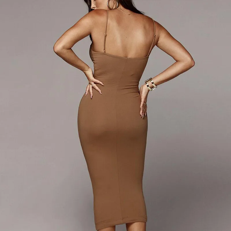 Women 2019 New Sexy Night Club Party Dress Fashion Deep V Neck Spagetti Straps Pencil Summer Sleeveless Bodycon | Женская одежда