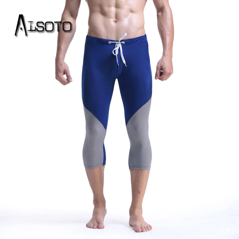 

Men running trousers Body sculpting Sports fitness Tights Gym Clothing sexy Elastic Skinny Hombre Yoga capri pants Sportswear