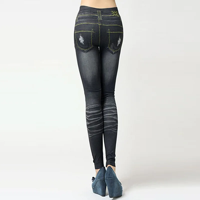 Женские повседневные эластичные обтягивающие леггинсы винтажные потертые