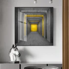 Модный квадратный бесконечный холст для прихожей постер с принтом черно-желтые настенные художественные картины для гостиной спальни стильные