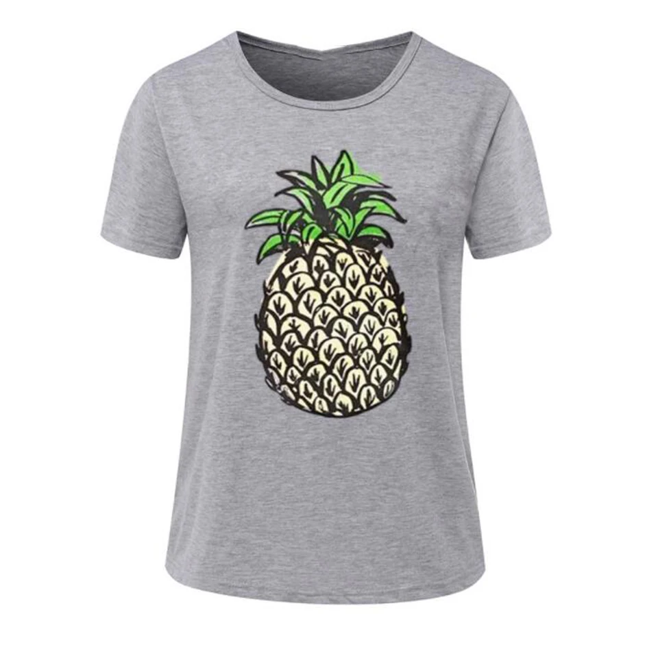 

Pineapple Clothes Grey T Shirt Vetement Femme 2021 Casual Women T-Shirt Cute Punk Rock Clothes Women Ulzzang Harajuku Streetwear