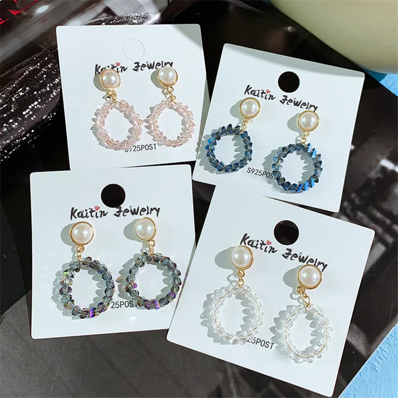 FYUAN модные круглые геометрические Висячие серьги для женщин Bijoux Розовый Белый