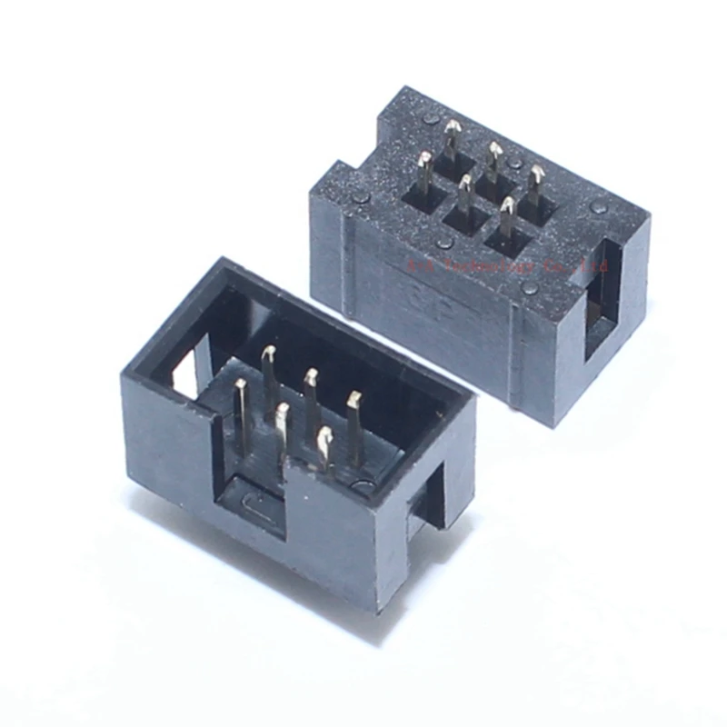 10 шт. DC3-6P 2,54 мм Шаг JTAG ISP мужской разъем прямой idc коробка заголовки PCB разъем DC3 двухрядные 2x3PIN 6PIN 6P разъем