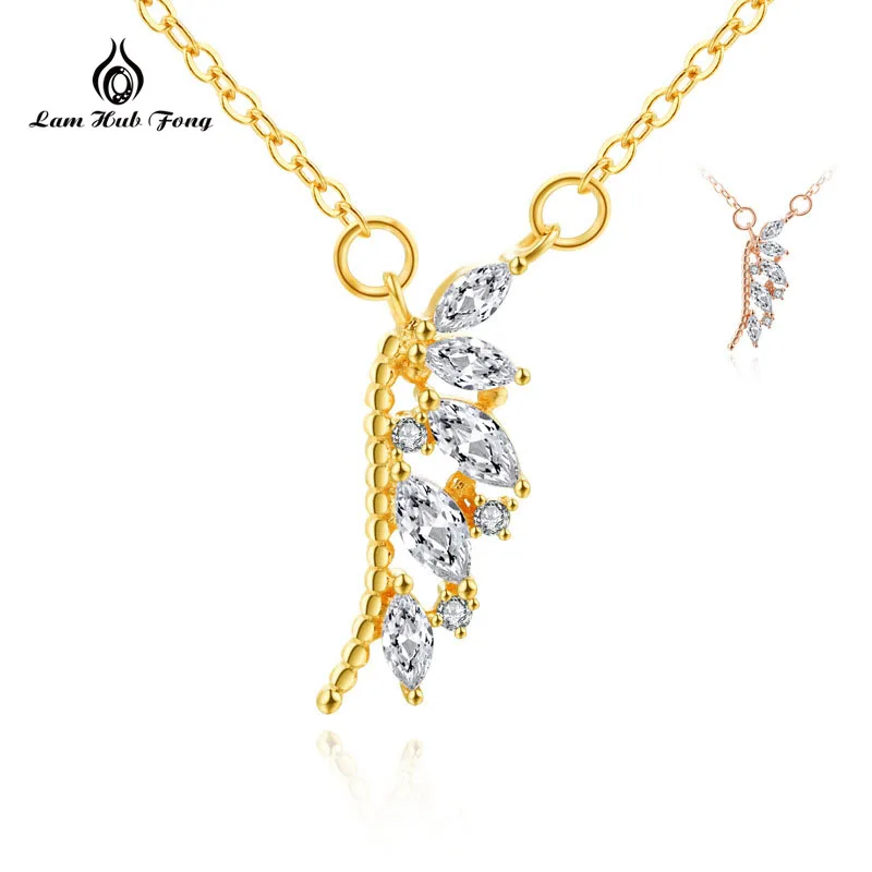 925 Sterling Silver Angel Wings Pendant Necklace Lucky Clear CZ Women Luxury Jewelry rose gold star necklace | Украшения и