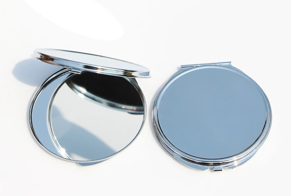 Круглый 75 мм Зеркало компактное пустой простой серебряный Цвет для DIY Decoden #18122 1