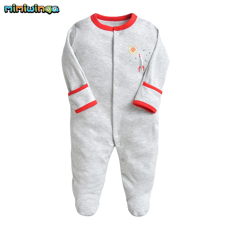 Mimiwinga Newborn Baby Clothes 100% Cotton Single-breasted Long Sleeve Clothing Spring Fall 2019 Toddler Infant Rompers 3pcs/lot | Детская