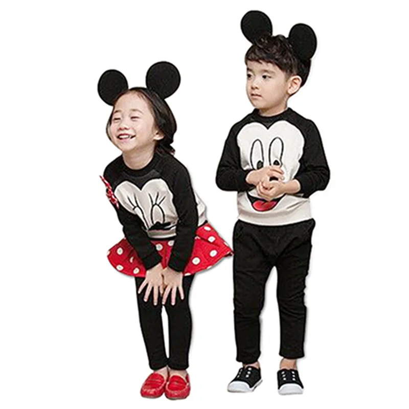Коллекция 2016 года одежда с Микки и Минни для девочек мальчиков весна-осень