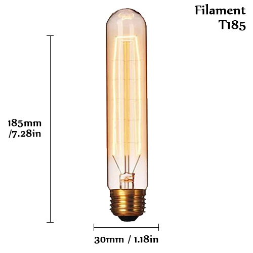 T185 Filament Ретро Edison led светильник лампочка E27 220 В 40 Вт A19 A60 ST64 T10 T45 T185 G80 G95 нити Винтаж ампулы лампа накаливания Эдисона лампа - Цвет: T185 Filament