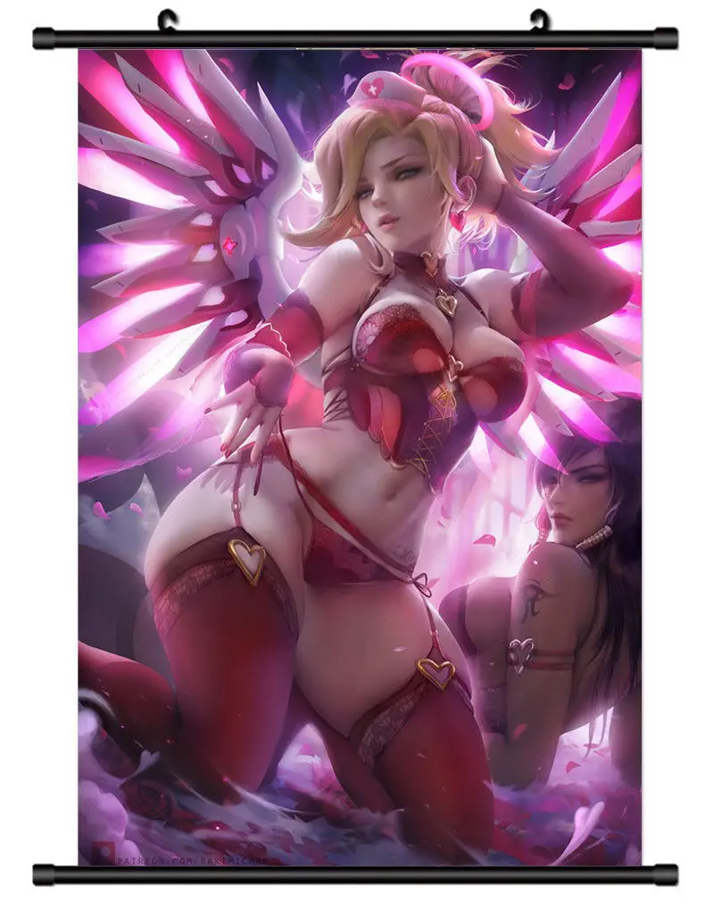 Горячий постер японское аниме Overwatch милости стены прокрутки домашний