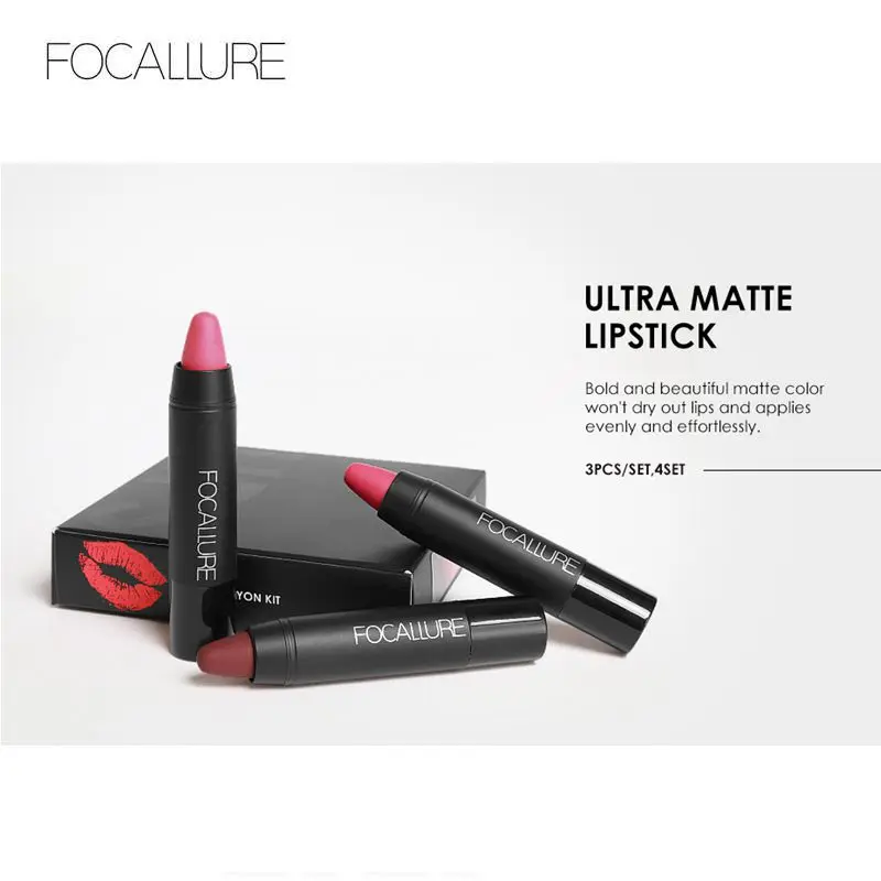 Focallure Matte губная помада набор 3 шт./компл., Длительное Действие, Макияж для губ блеск для губ пикантные Цвета телесный оттенок для губ матового помады