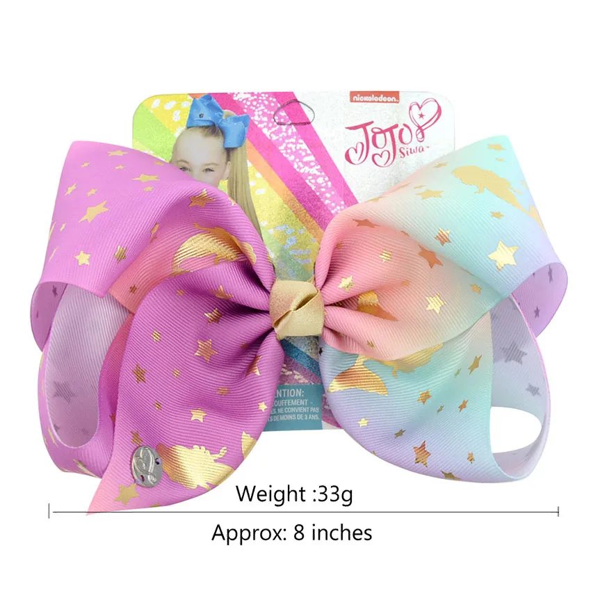 " Большой JoJo Единорог Русалка напечатанный лук с заколкой для волос Jumbo Hairgrips 6 шт. металлическая сигнальная лента бант DIY аксессуары для волос