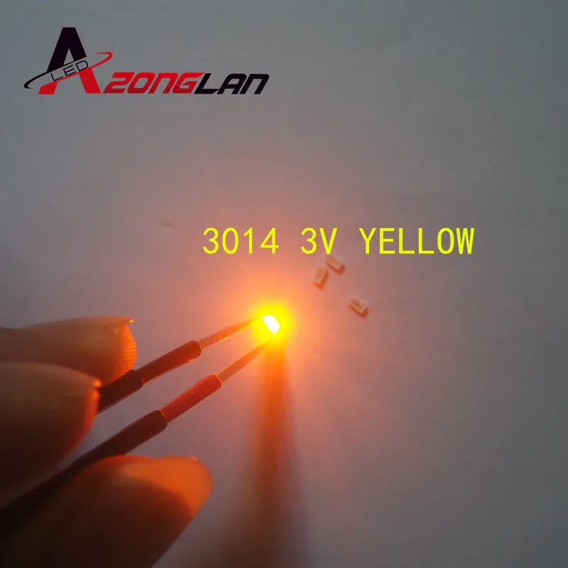 100 шт 3014 SMD LED чип желтый ультра яркий 0 1 W 6 8LM 30mA 3V поверхностного монтажа