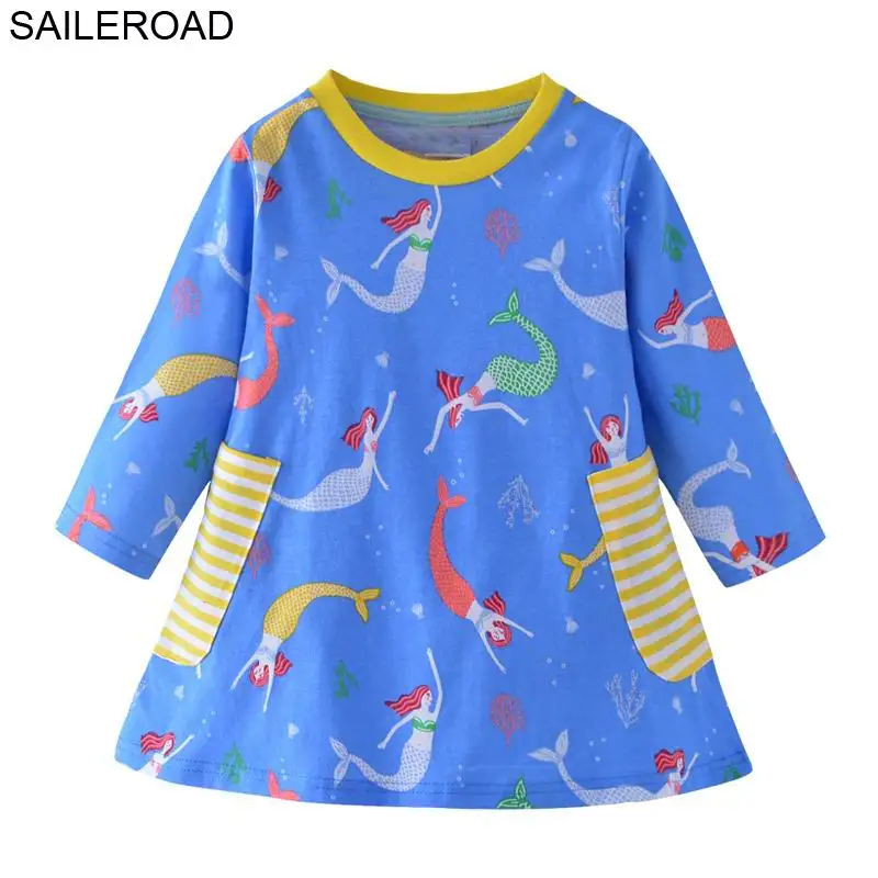 SAILEROAD Маленькие девочки с длинным рукавом платье Vestido Unicornio Infantil Осень детские платья для девочек Top Vestido Unicornio - Цвет: 5433 same picture