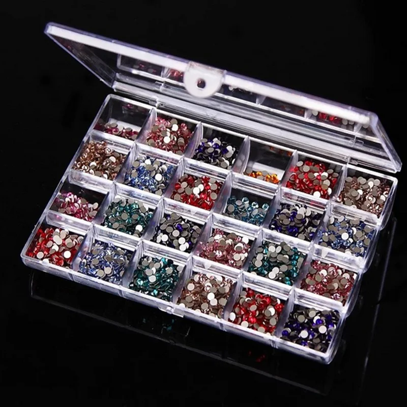 24 Grids Plastic Empty Nail Storage Box Organizer Case Clear Transparent Art Rhinestone Tips Jewelry Beads Container | Красота и