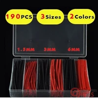 3 sizes 190pcs red black assortment polyolefin h type heat shrink sleeve wrap wire cable kit