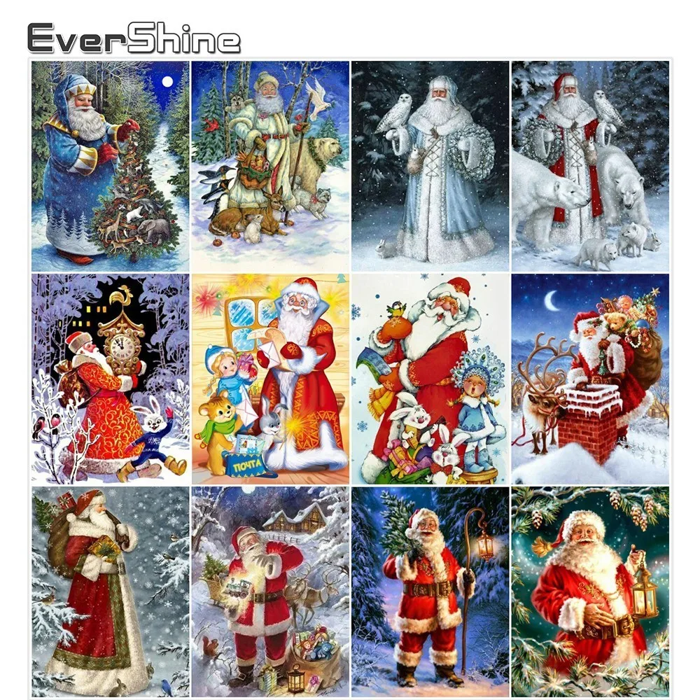 Evershine DIY 5D Diamond Embroidery Christmas Pictures Of Rhinestones Diamond Painting Full Square Santa Claus Holiday Gift