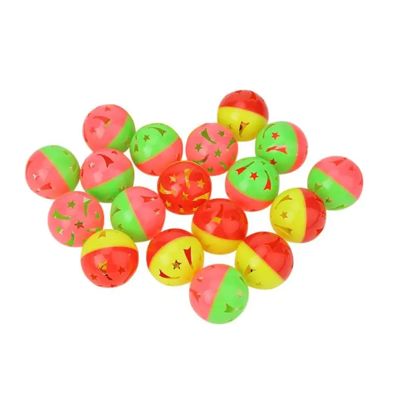 18Pcs 4cm 18 шт./партия пластиковые шарики с колокольчиками для кошек котенок звук погремушка интерактивная игрушка для кошек котенок игрушка для щенка кошки игровые товары - Цвет: 18Pcs 4cm