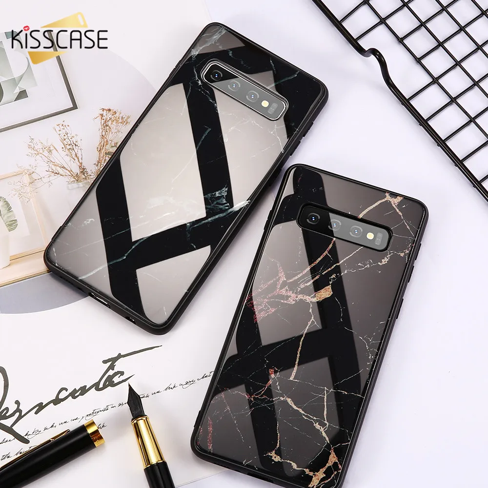 KISSCASE Роскошный Мраморный стеклянный чехол для телефона Samsung Galaxy A7 2018 A50 M20 S8 S9 Plus