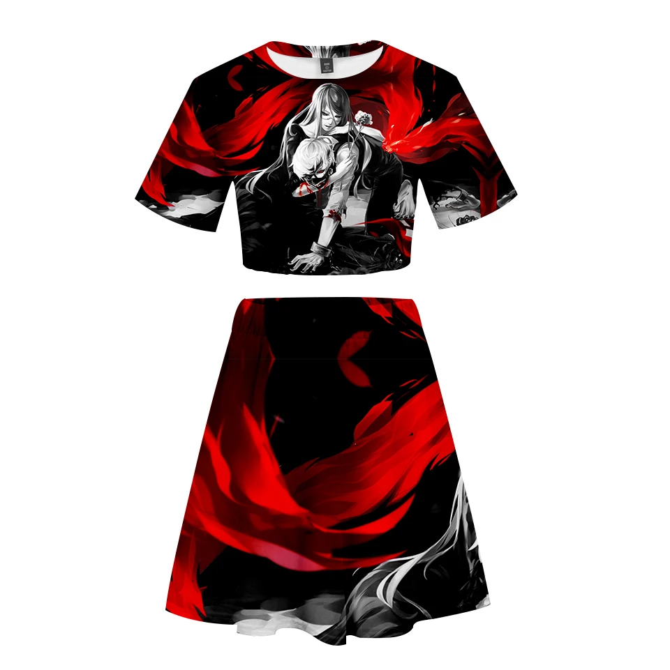 Frdun Tommy 3D Tokyo Ghoul 2018 новый костюм с короткой юбкой футболка коротким рукавом и
