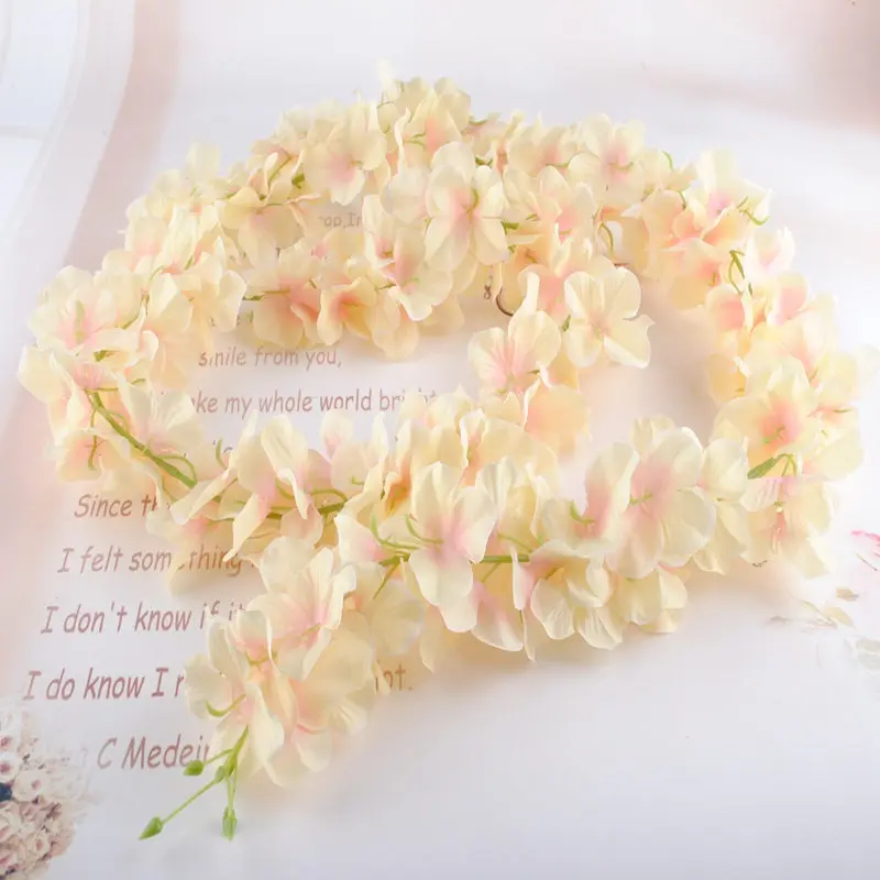 10 шт. искусственные цветы гортензии леев гирлянды Ожерелье ротанга Шелковый