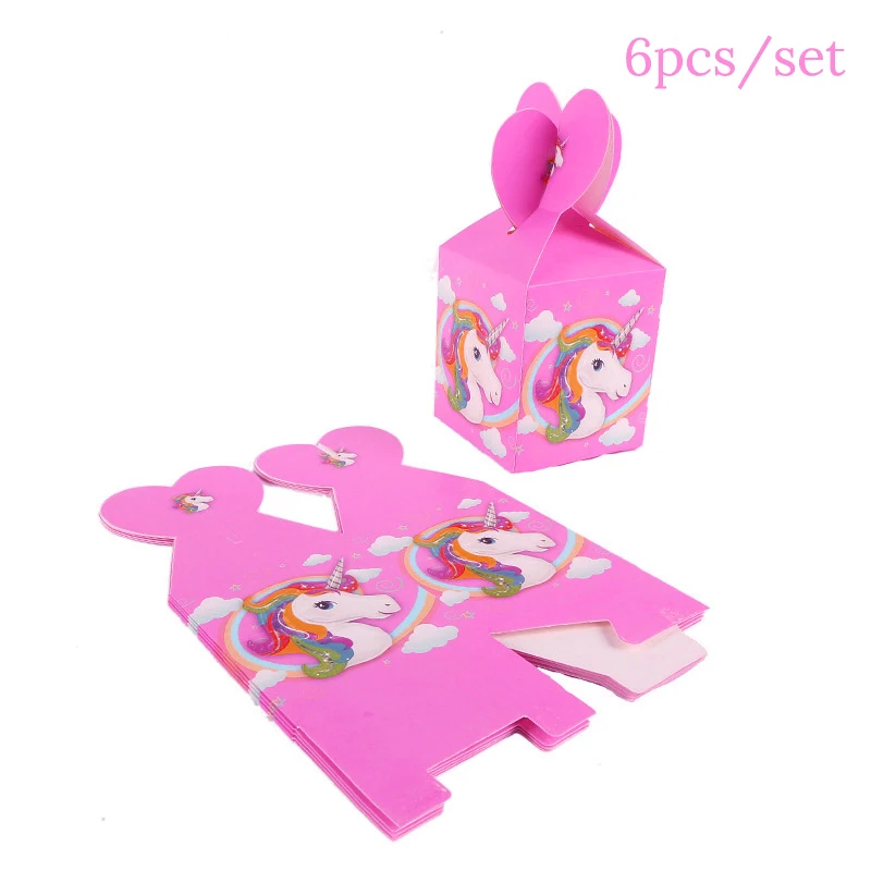 pink candy bag WEIGAO одноразовые наборы посуды для вечеринки в честь Дня Рождения, розовые/белые вечерние комплекты с единорогом, набор для детского душа в виде единорога на день рождения - Цвет: pink candy bag