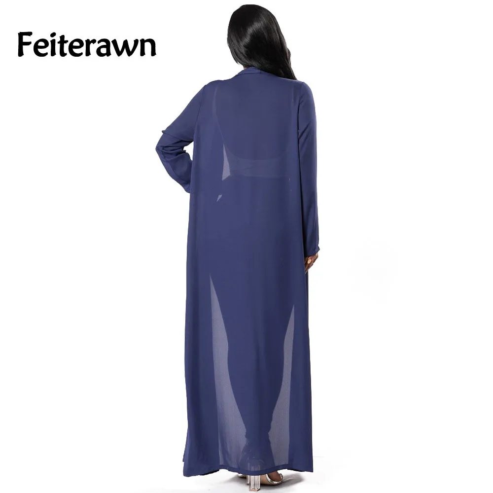 Feiterawn 2018 Лето Для женщин пикантные элегантный синий шифон длинная блузка