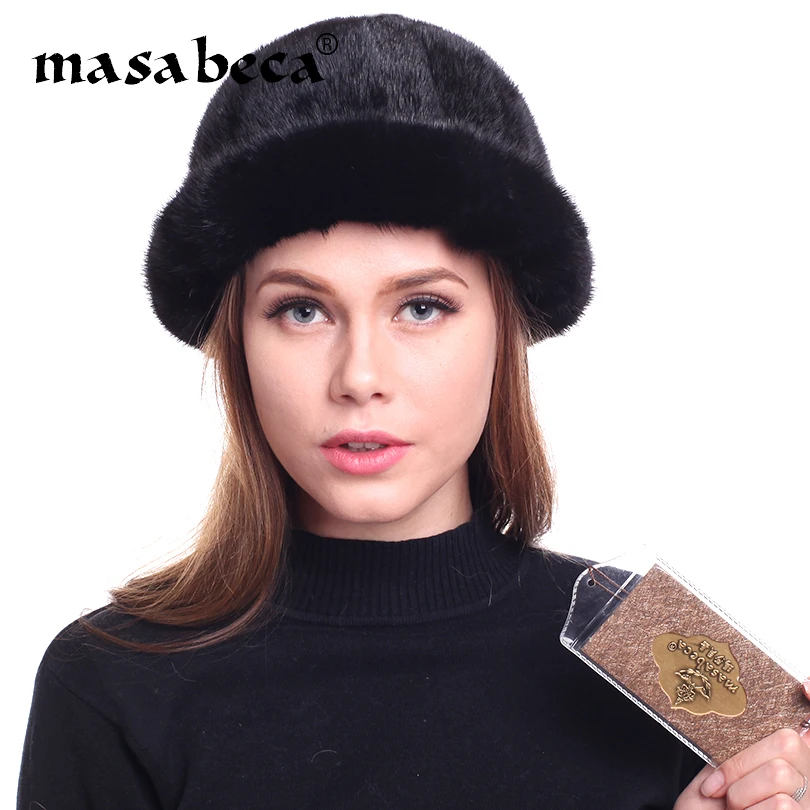 Женская Толстая шапка из натурального меха лисы норки женские меховые шапки с