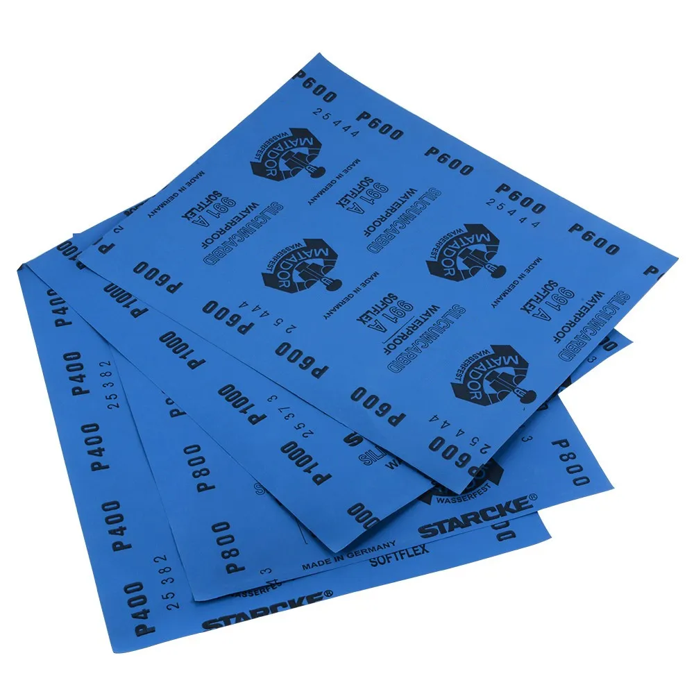 4 листа Песочная бумага водостойкая абразивная для влажной и сухой полировки из