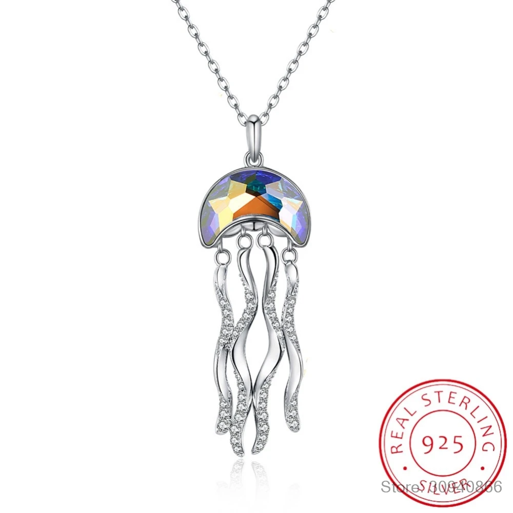 Женское ожерелье с подвеской LEKANI из стерлингового серебра 925 пробы кристаллами