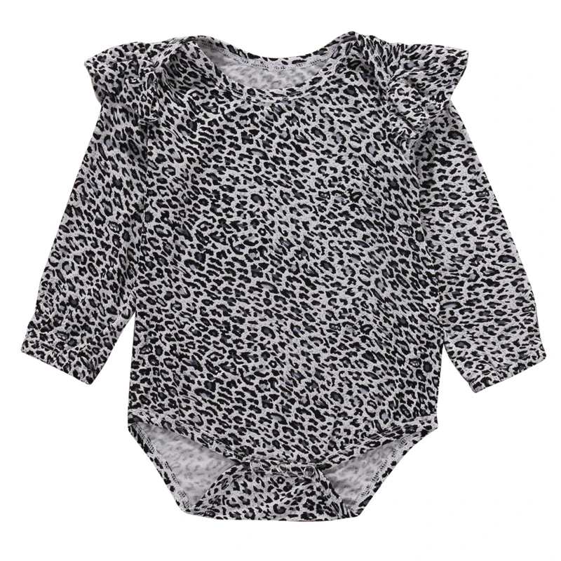 Осенне зимний хлопковый комбинезон для новорожденных девочек с леопардовым