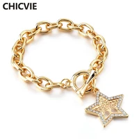 chicvie 2020 fashion gold color charm tree of life cuff bracelets bangles designs for women gold star shape bracelets sbr180155