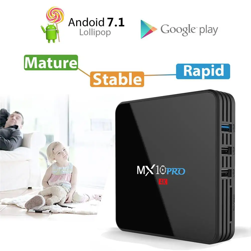 MX10 PRO Bluetooth четырехъядерный 32 Гб ТВ бокс Android 7 1 RK3328 4K Miracast Airplay 2 4G/5G двойной WiFi HD