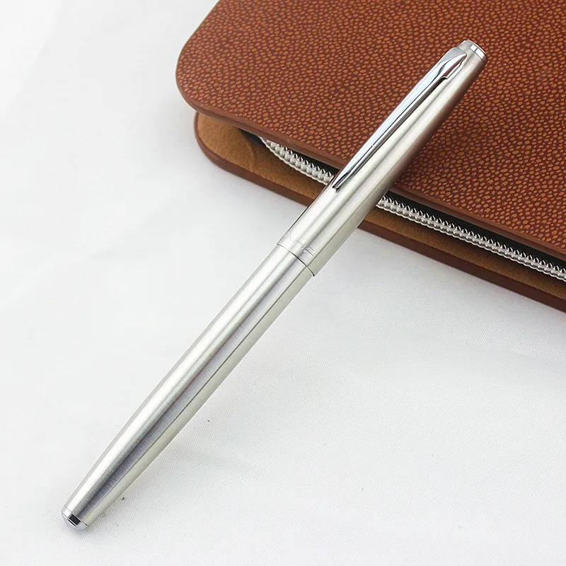 Jinhao 911 чистая Серебряная стальная перьевая ручка с 0 38 мм дополнительный тонкий