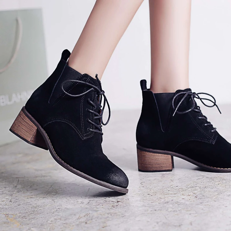 Teahoo/ботинки из натуральной кожи в стиле ретро Женская Осенняя обувь Женские