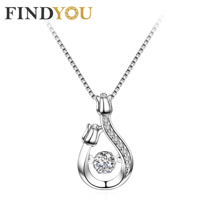 FINDYOU женское ожерелье с блестящими кристаллами ожерелья и кулоны серебряного