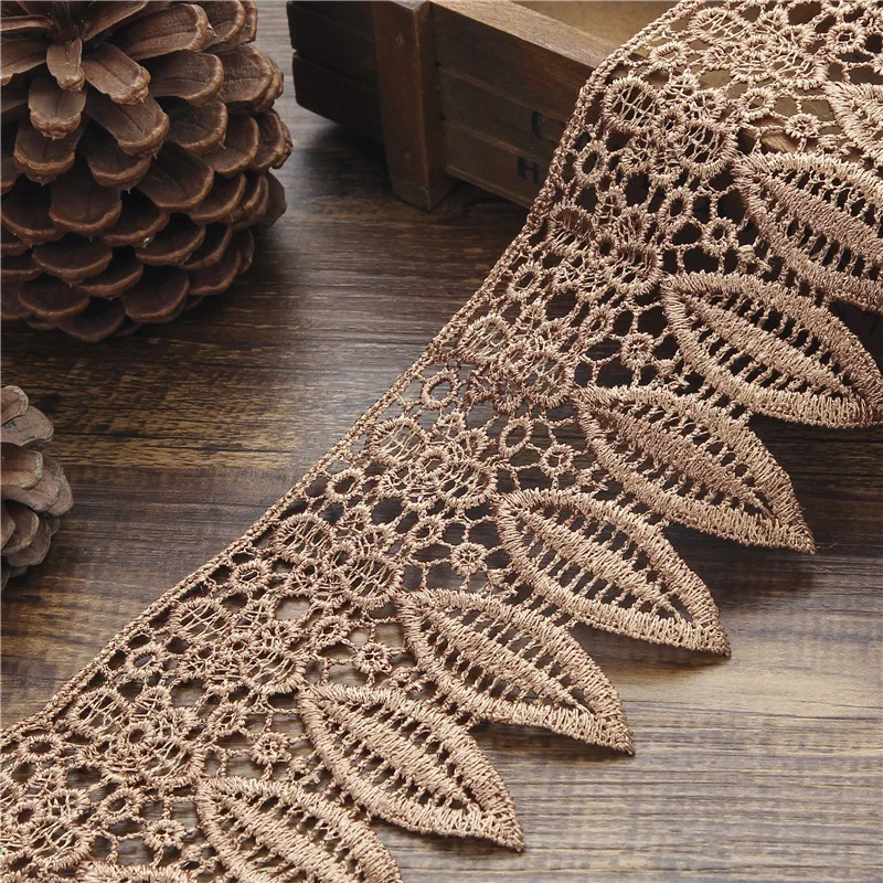 5Yards Colour Polyester Hollow Lace Water-soluble Embroidery Bar Code DIY Curtain Bedcover Plum Mosaic Accessories Elastic | Дом и сад