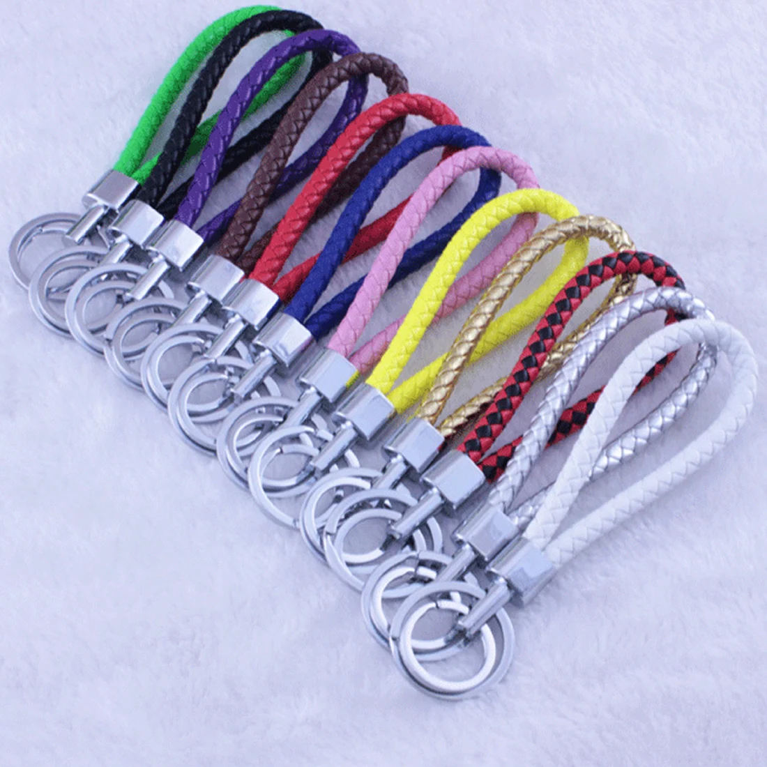 Мини Модный Цветной Плетеный брелок из искусственной кожи DIY сумка подвеска