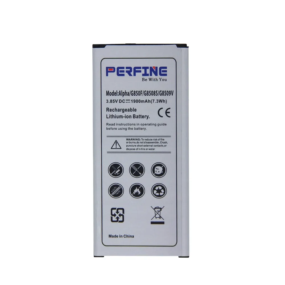 

G850 Аккумулятор Perfine EB-G850BBE 1900mAh Оригинальное качество для Samsung Galaxy Alpha G850F G8508S G8509V Сотовые телефоны Батарея