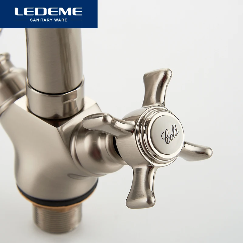 LEDEME Смеситель для кухни толстый излив с гайкой латунь Цвет: хром L5911A| |