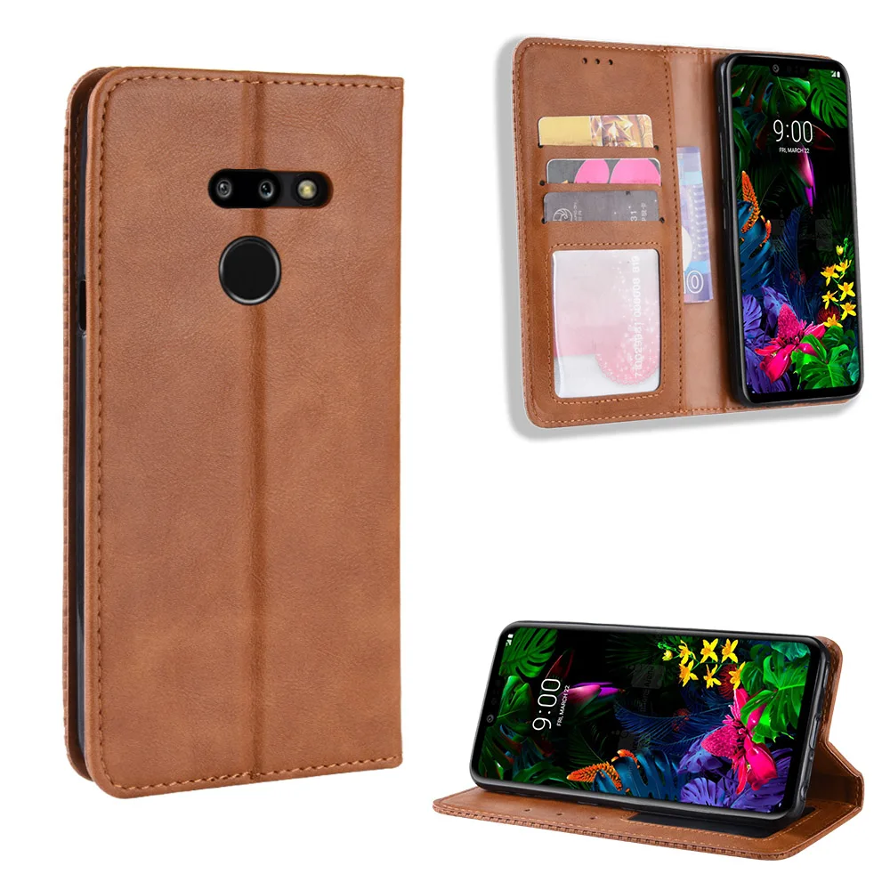 Роскошный тонкий кожаный чехол книжка в стиле ретро для LG G8 ThinQ LM G820N G820QM G820V